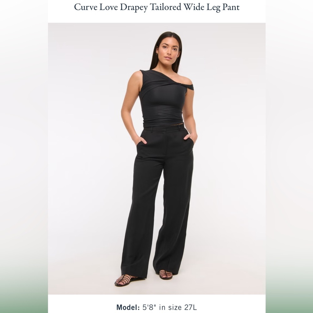 Curve Love Drapey Tailored Wide Leg Pant - Black